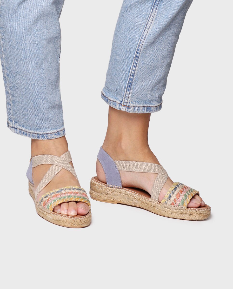 Alpargatas cuña de mujer de tejido con elásticos - Toni Pons - Multicolor Multicolor-2