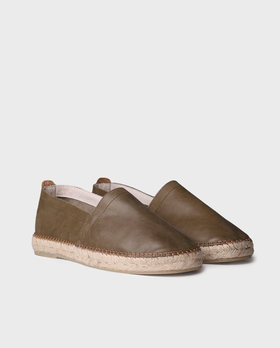 Alpargatas de hombre de piel y suela de goma - Toni Pons - Kaki Kaki-3