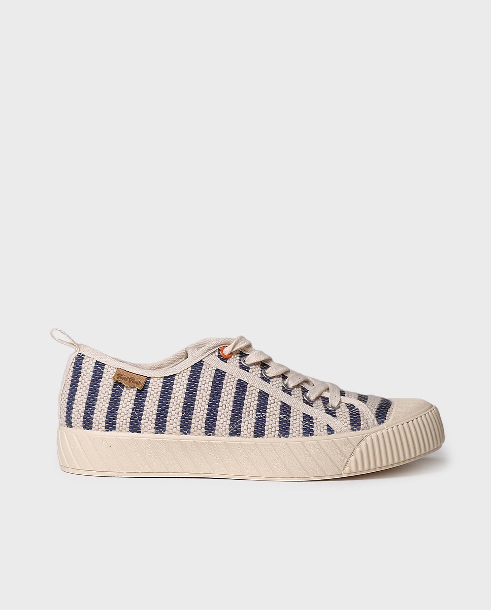 Zapatillas de lona de mujer de algodón con rayas - Toni Pons - Azul Azul-1
