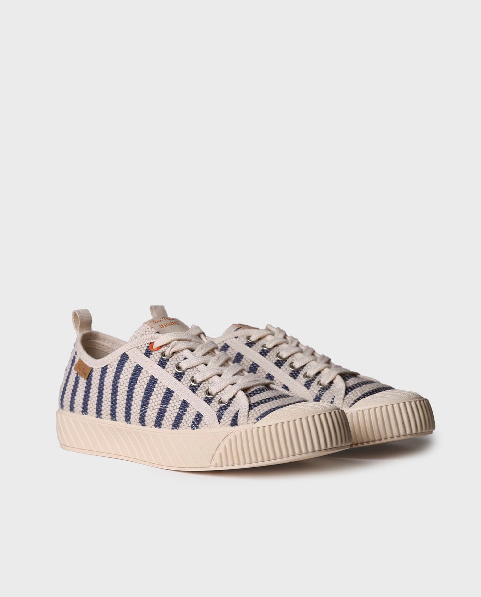 Zapatillas de lona de mujer de algodón con rayas - Toni Pons - Azul Azul-4