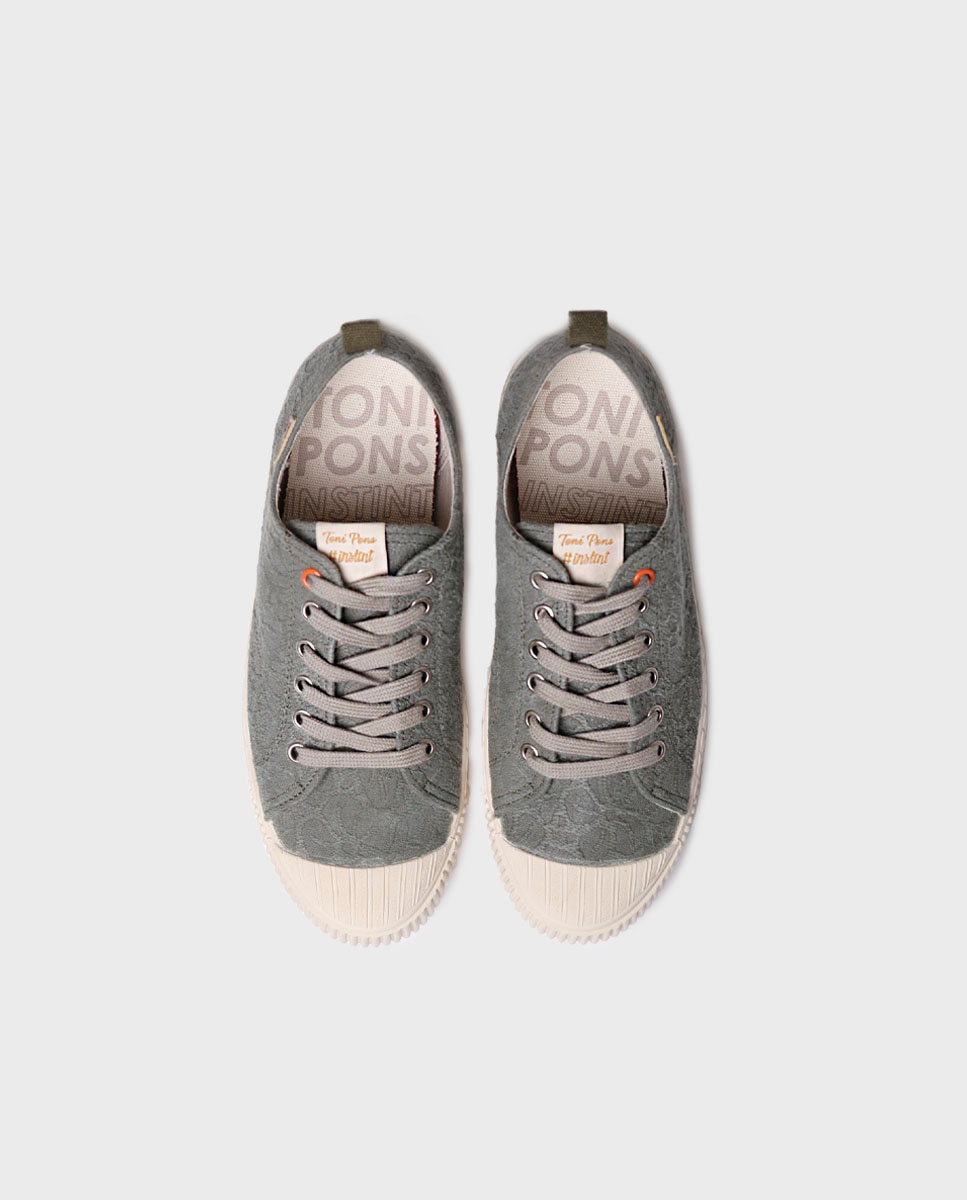 Zapatillas de lona de mujer de algodón con cordones - Toni Pons - Kaki Kaki-3
