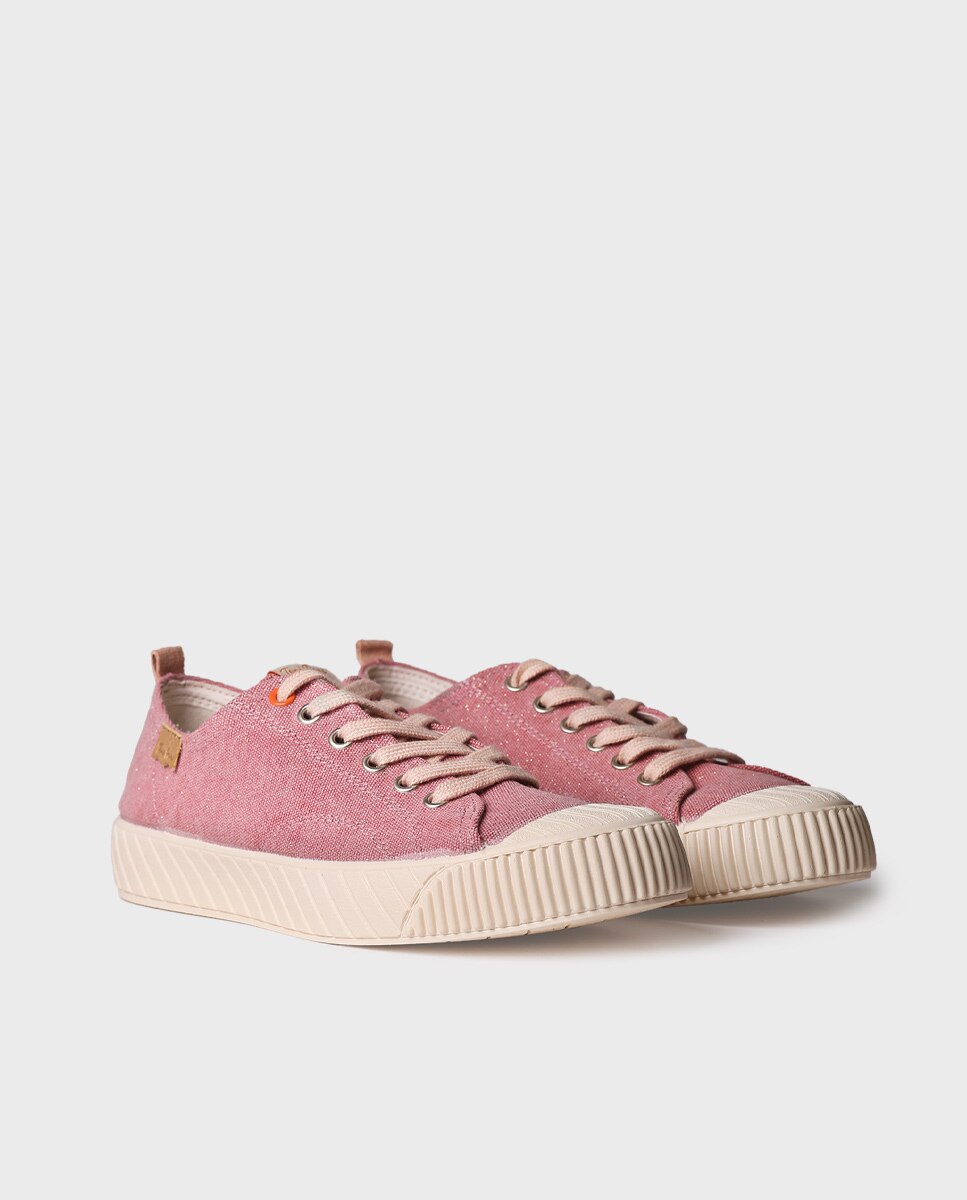 Zapatillas de lona de mujer de algodón con cordones - Toni Pons - Rosa Rosa-4