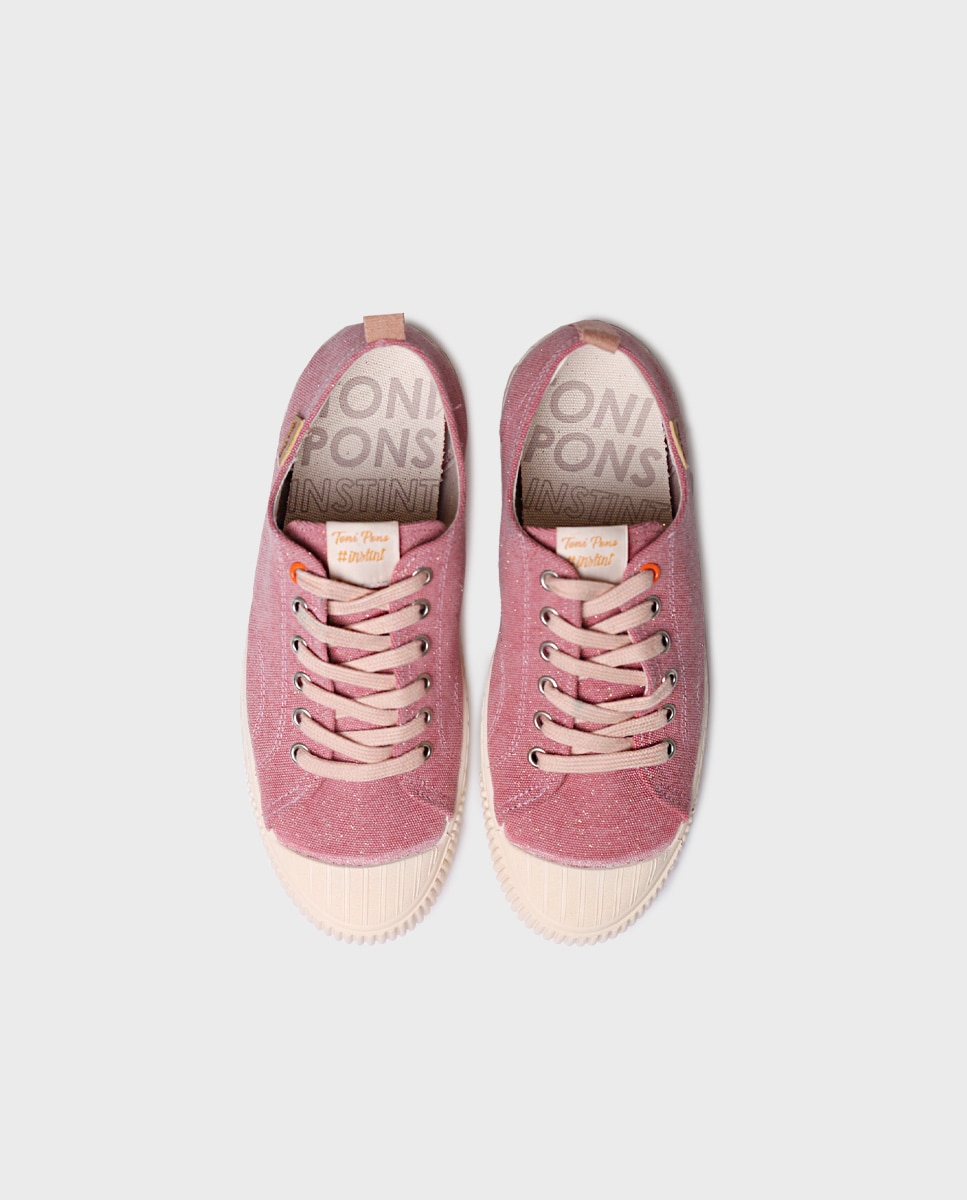 Zapatillas de lona de mujer de algodón con cordones - Toni Pons - Rosa Rosa-3