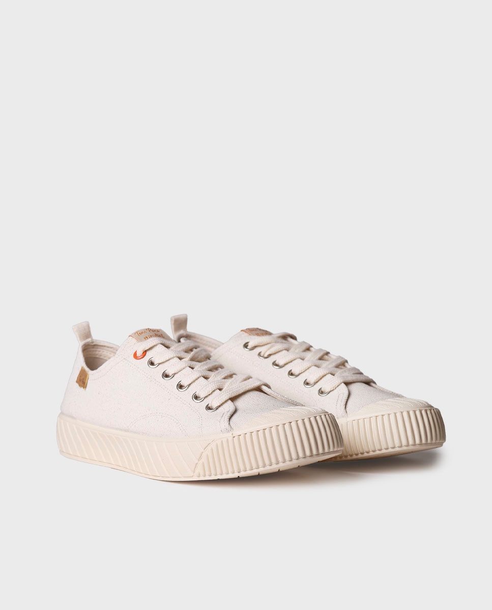 Zapatillas de lona de mujer de algodón con cordones - Toni Pons - Crudo Crudo-4