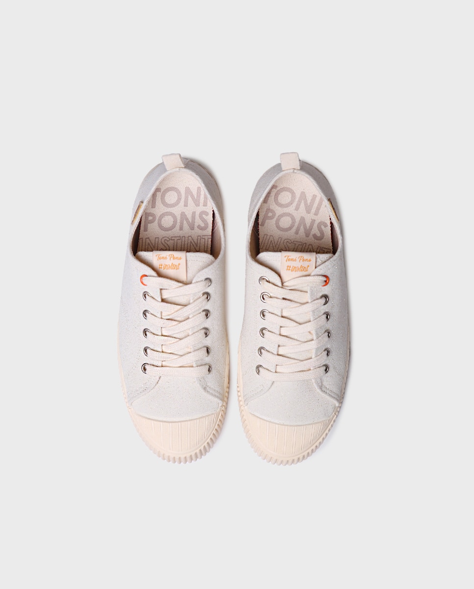 Zapatillas de lona de mujer de algodón con cordones - Toni Pons - Crudo Crudo-3