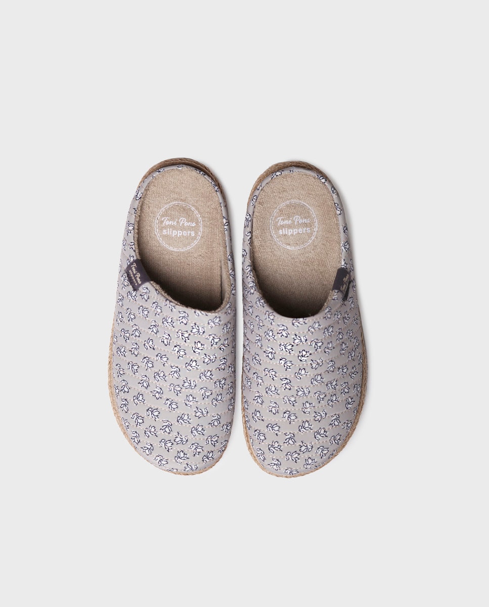 Zapatillas de casa abiertas de mujer de tejido - Toni Pons - Gris Gris-3