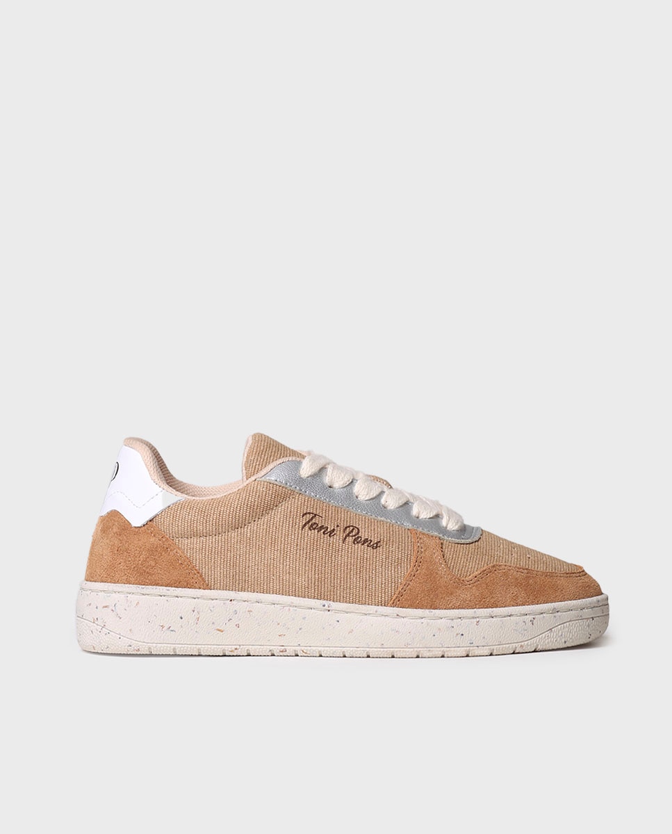 Zapatillas de piel de mujer con tejido combinado - Toni Pons - Marrón Marrón-1