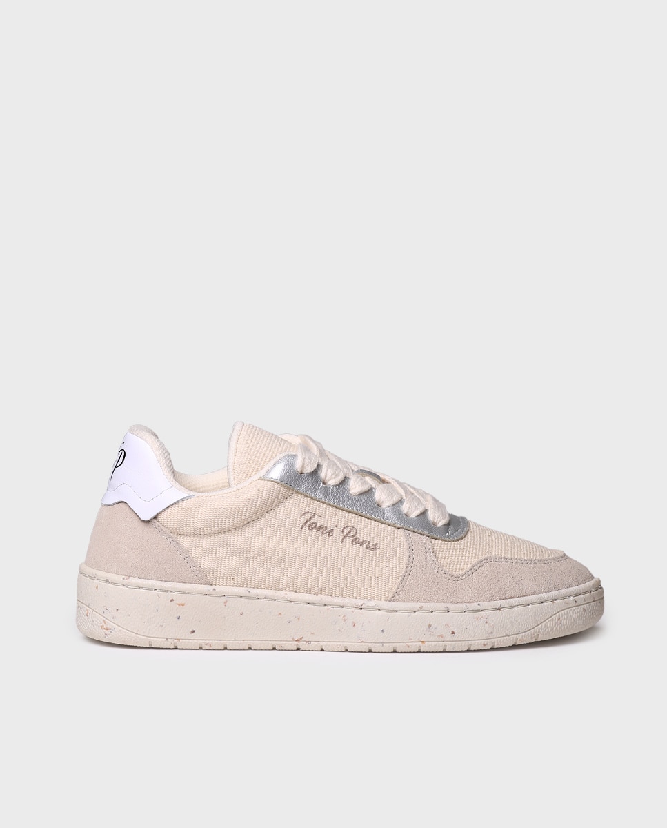 Zapatillas de piel de mujer con tejido combinado - Toni Pons - Crudo Crudo-1