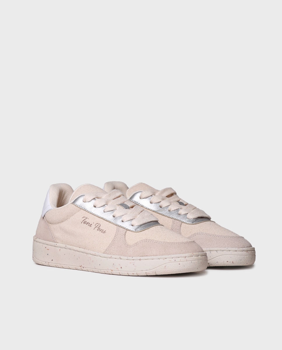 Zapatillas de piel de mujer con tejido combinado - Toni Pons - Crudo Crudo-4