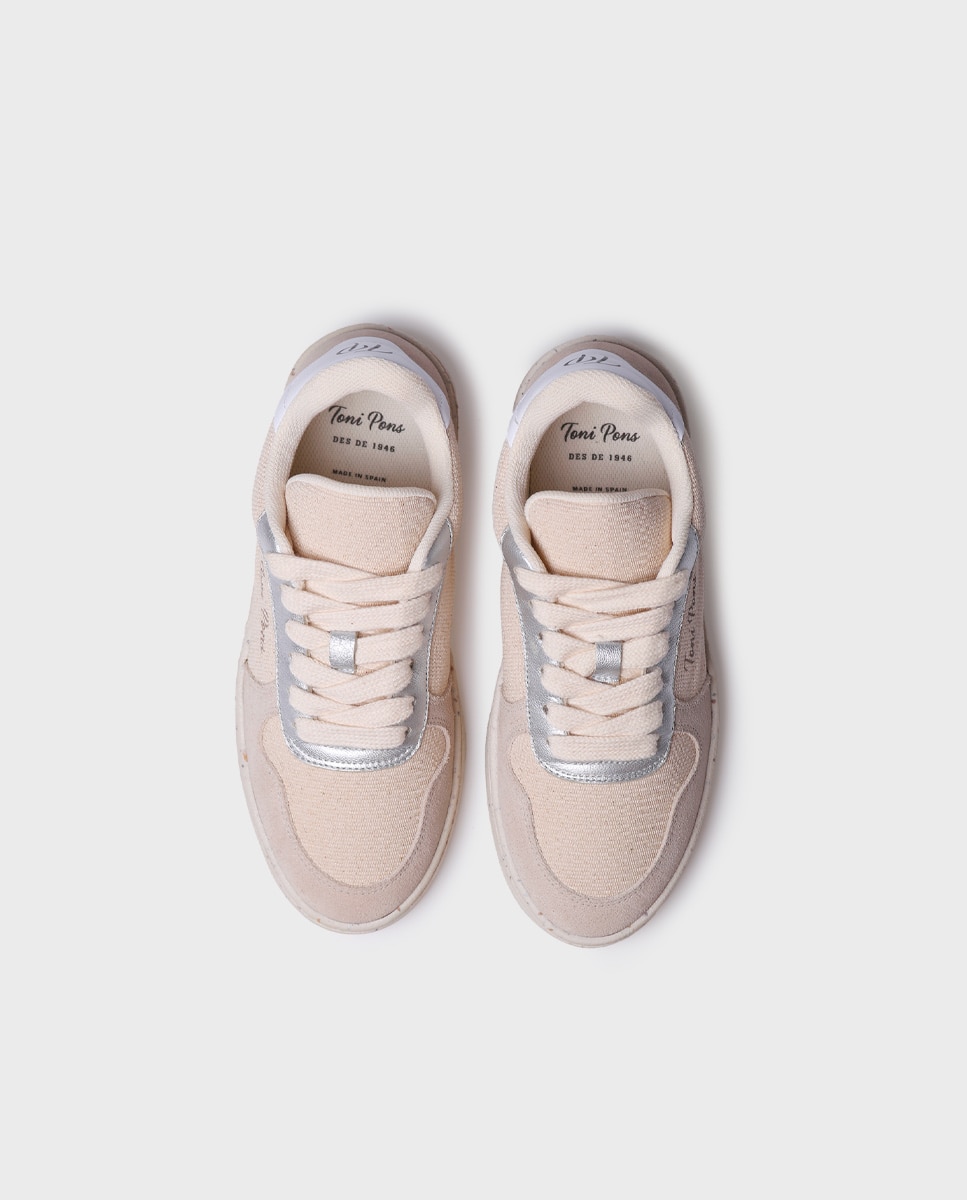 Zapatillas de piel de mujer con tejido combinado - Toni Pons - Crudo Crudo-3