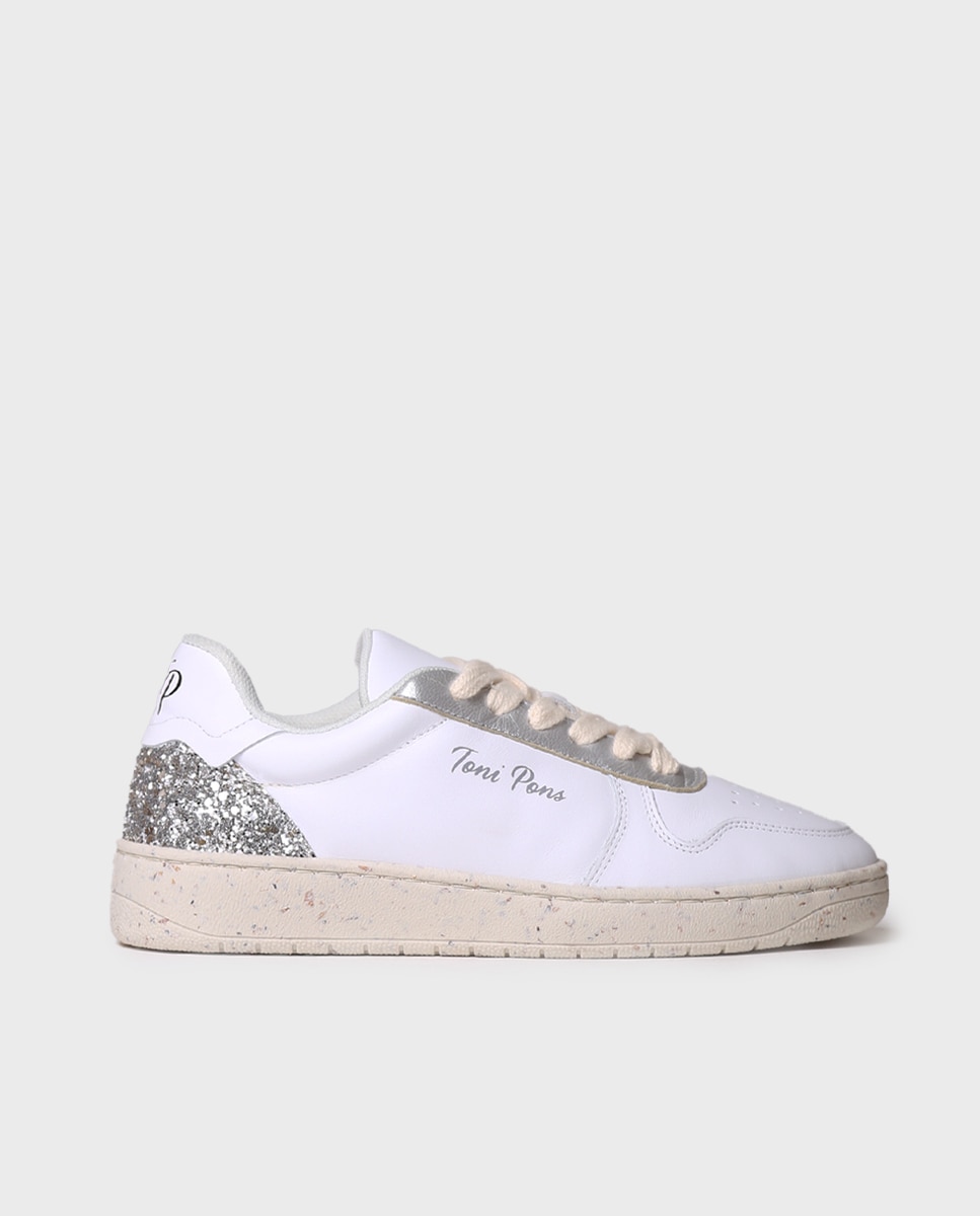 Zapatillas de piel de mujer con trasera a contraste - Toni Pons - Blanco Blanco-1