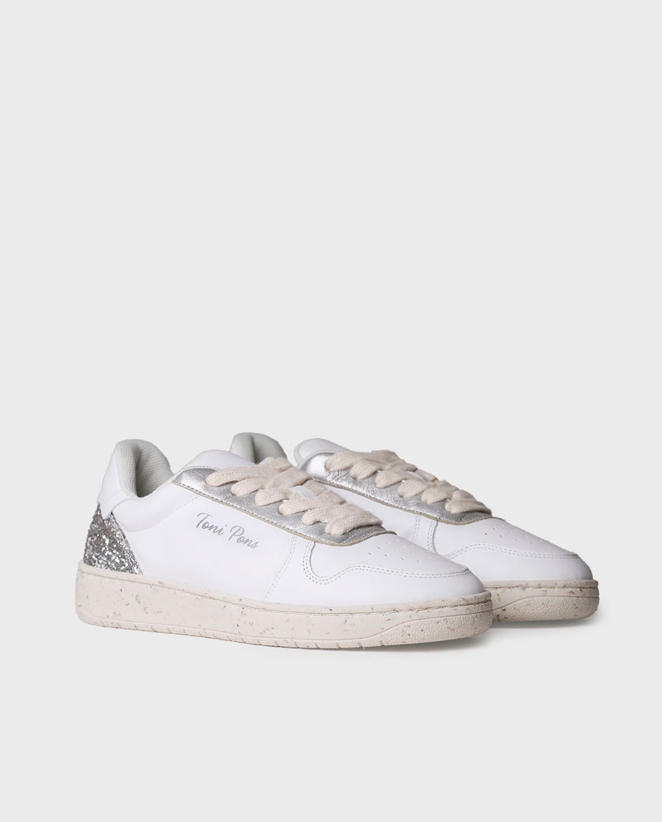 Zapatillas de piel de mujer con trasera a contraste - Toni Pons - Blanco Blanco-4