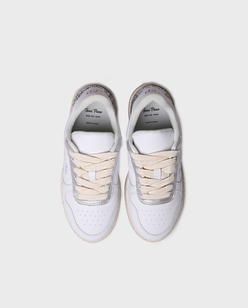 Zapatillas de piel de mujer con trasera a contraste - Toni Pons - Blanco Blanco-3