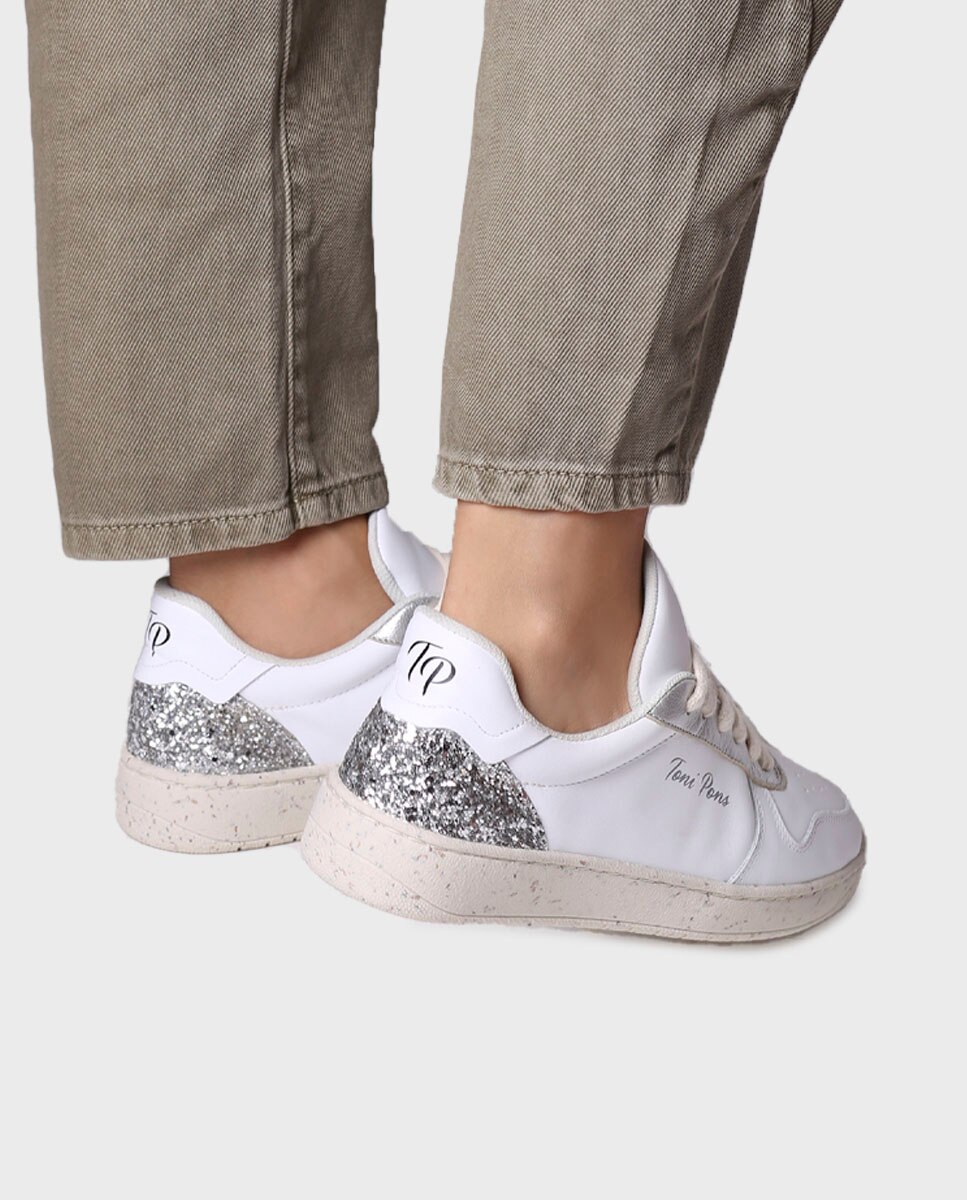 Zapatillas de piel de mujer con trasera a contraste - Toni Pons - Blanco Blanco-2