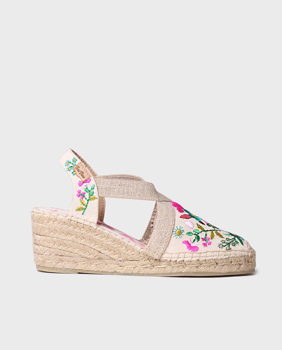 Alpargatas planas de mujer estampadas con elásticos - Toni Pons - Bicolor Bicolor-1