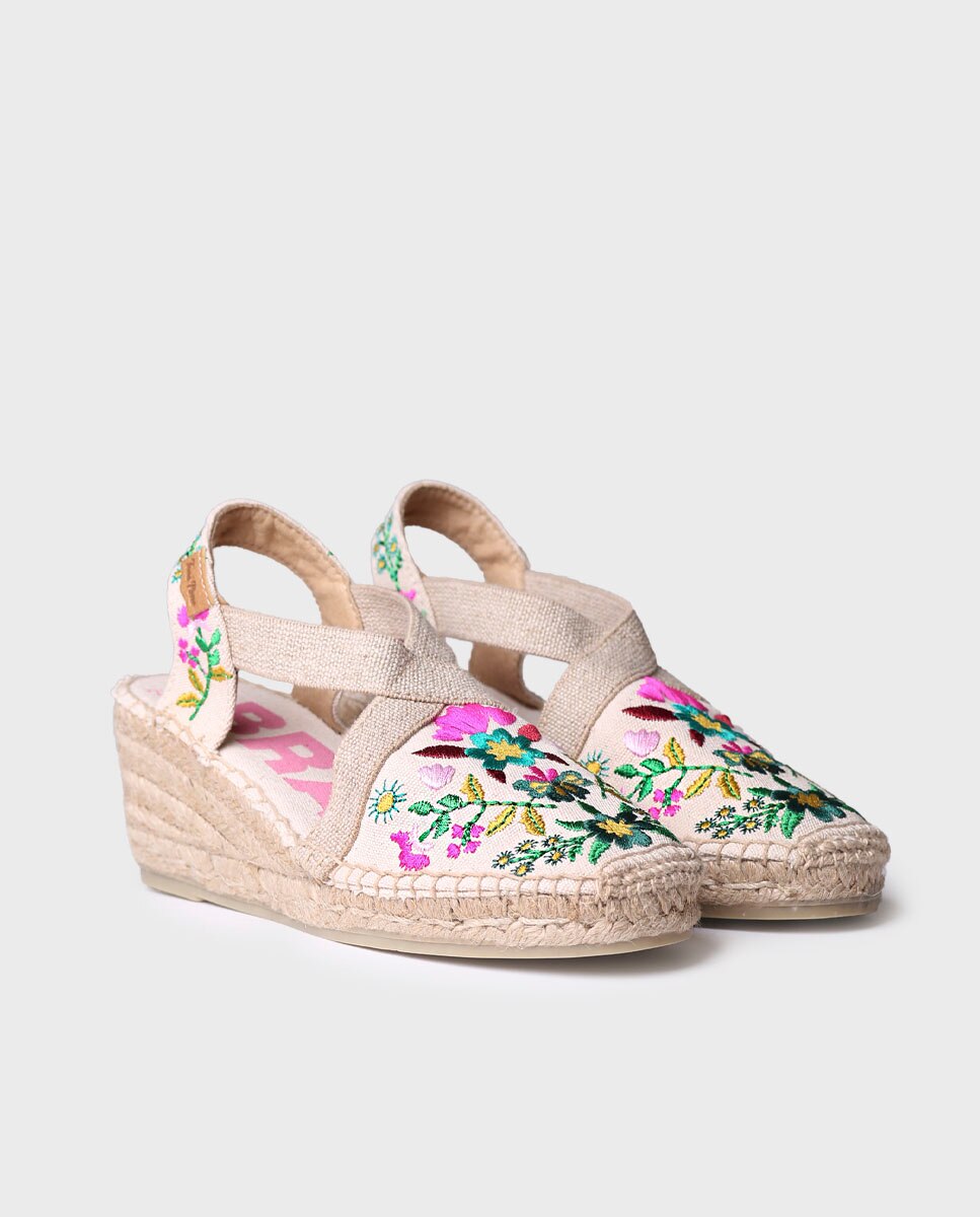 Alpargatas planas de mujer estampadas con elásticos - Toni Pons - Bicolor Bicolor-4
