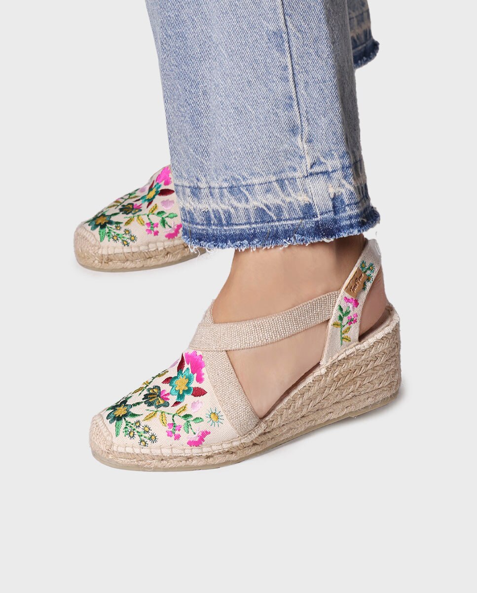 Alpargatas planas de mujer estampadas con elásticos - Toni Pons - Bicolor Bicolor-2