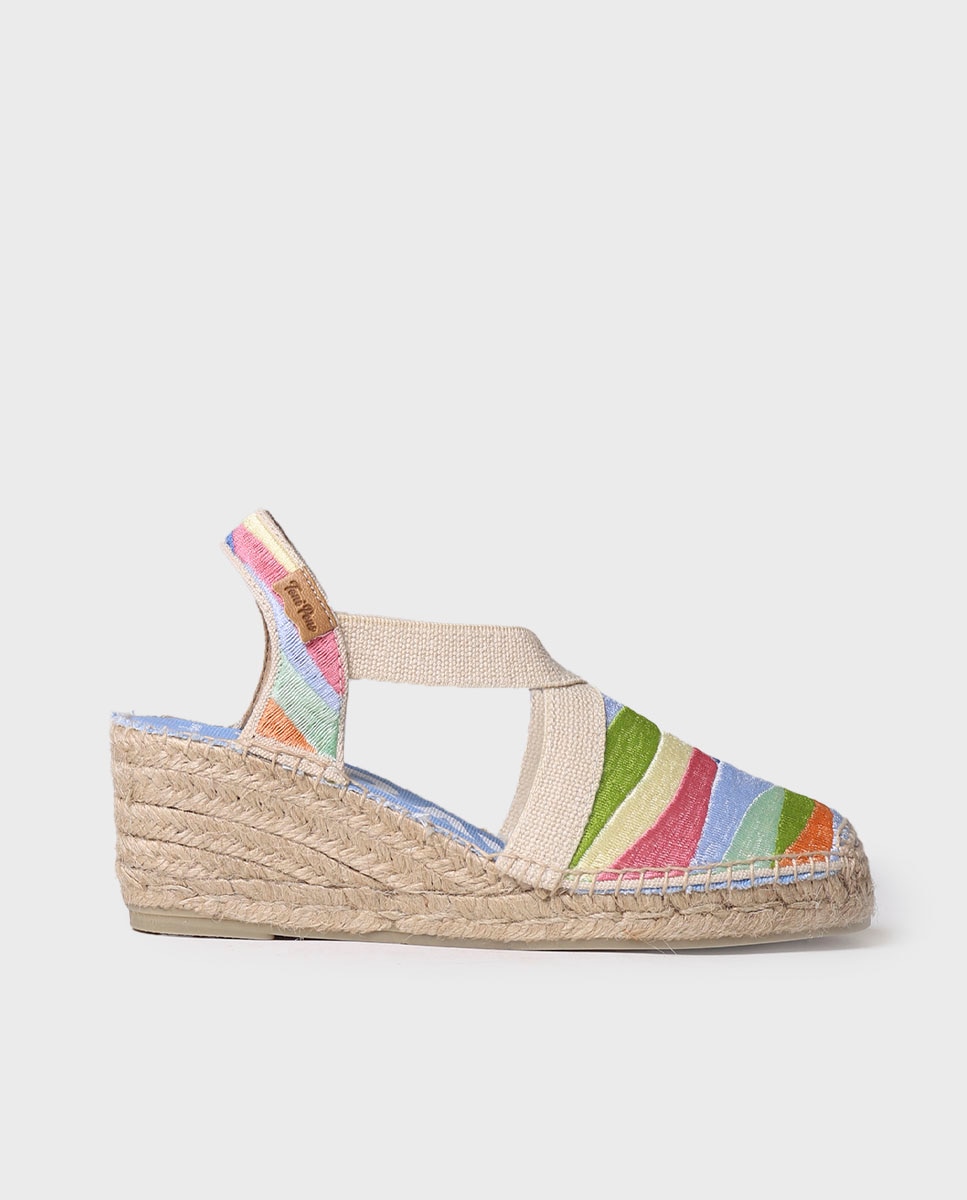 Alpargatas planas de mujer estampadas con elásticos - Toni Pons - Azul Azul-1