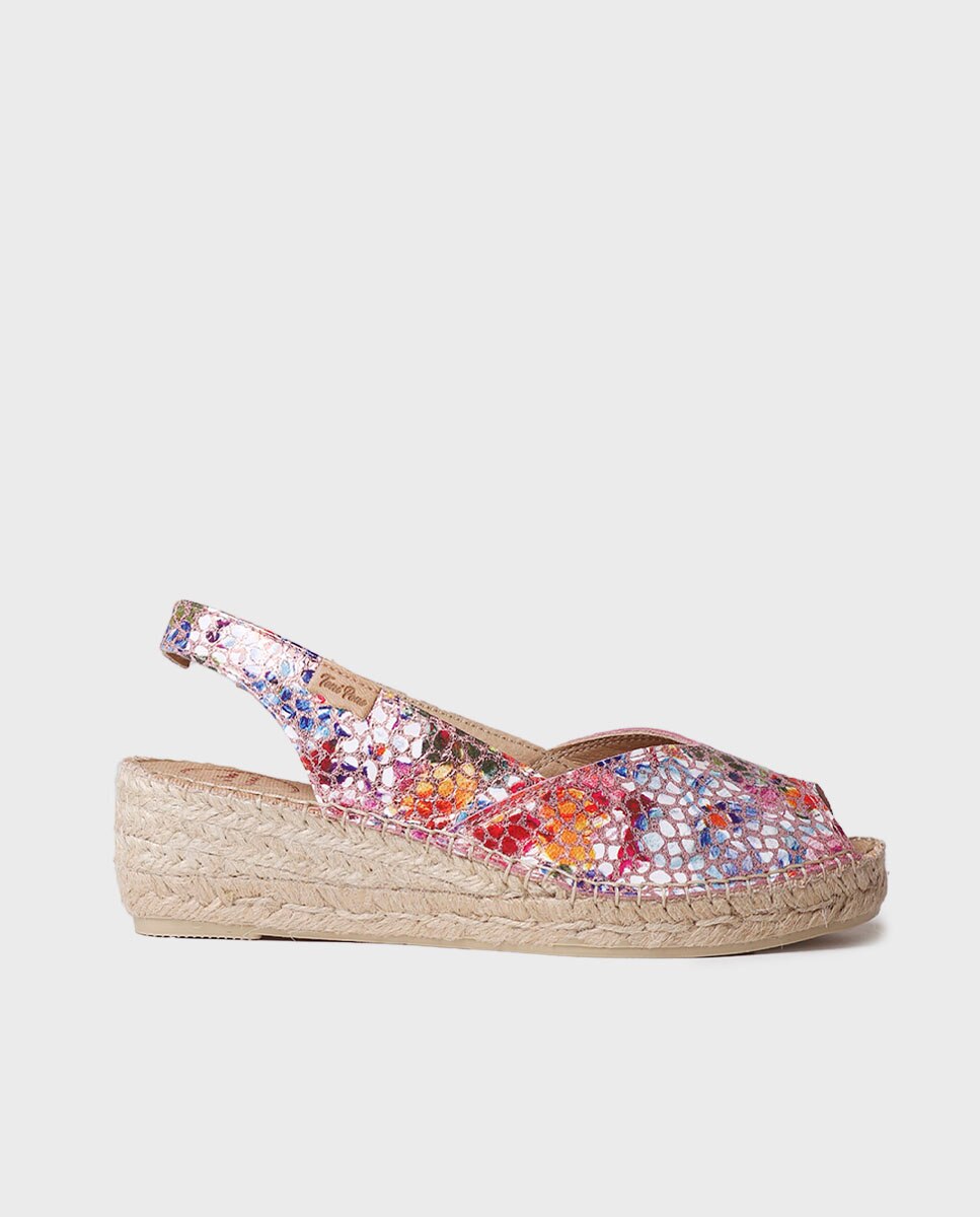Alpargatas de cuña de mujer de piel estilo peep toe - Toni Pons - Multicolor Multicolor-1