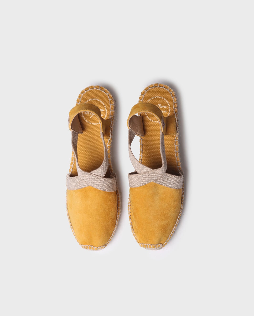 Alpargatas de cuña de mujer de ante con elásticos - Toni Pons - Amarillo Amarillo-2