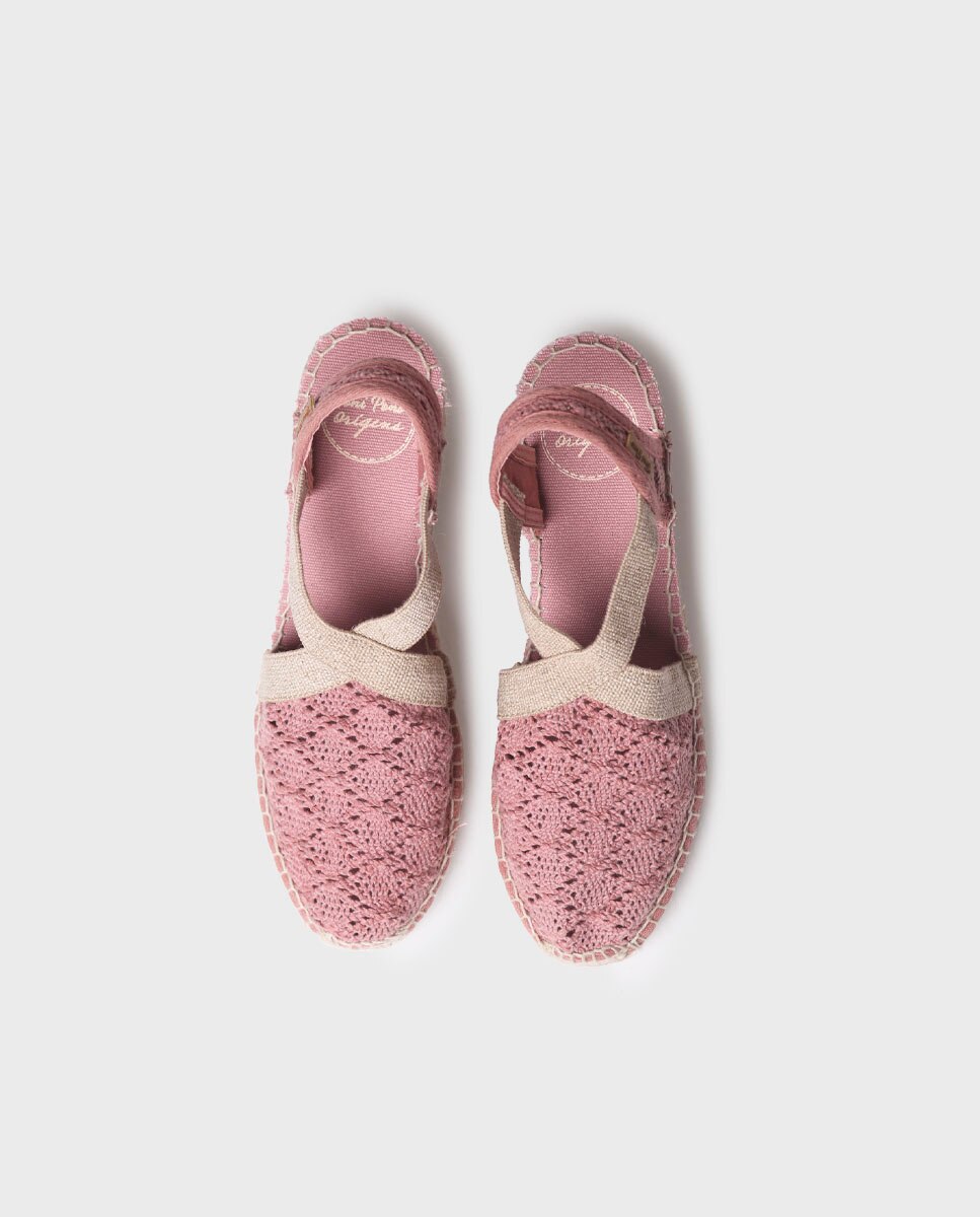 Alpargatas de cuña de mujer de tejido con elásticos - Toni Pons - Rosa Rosa-3