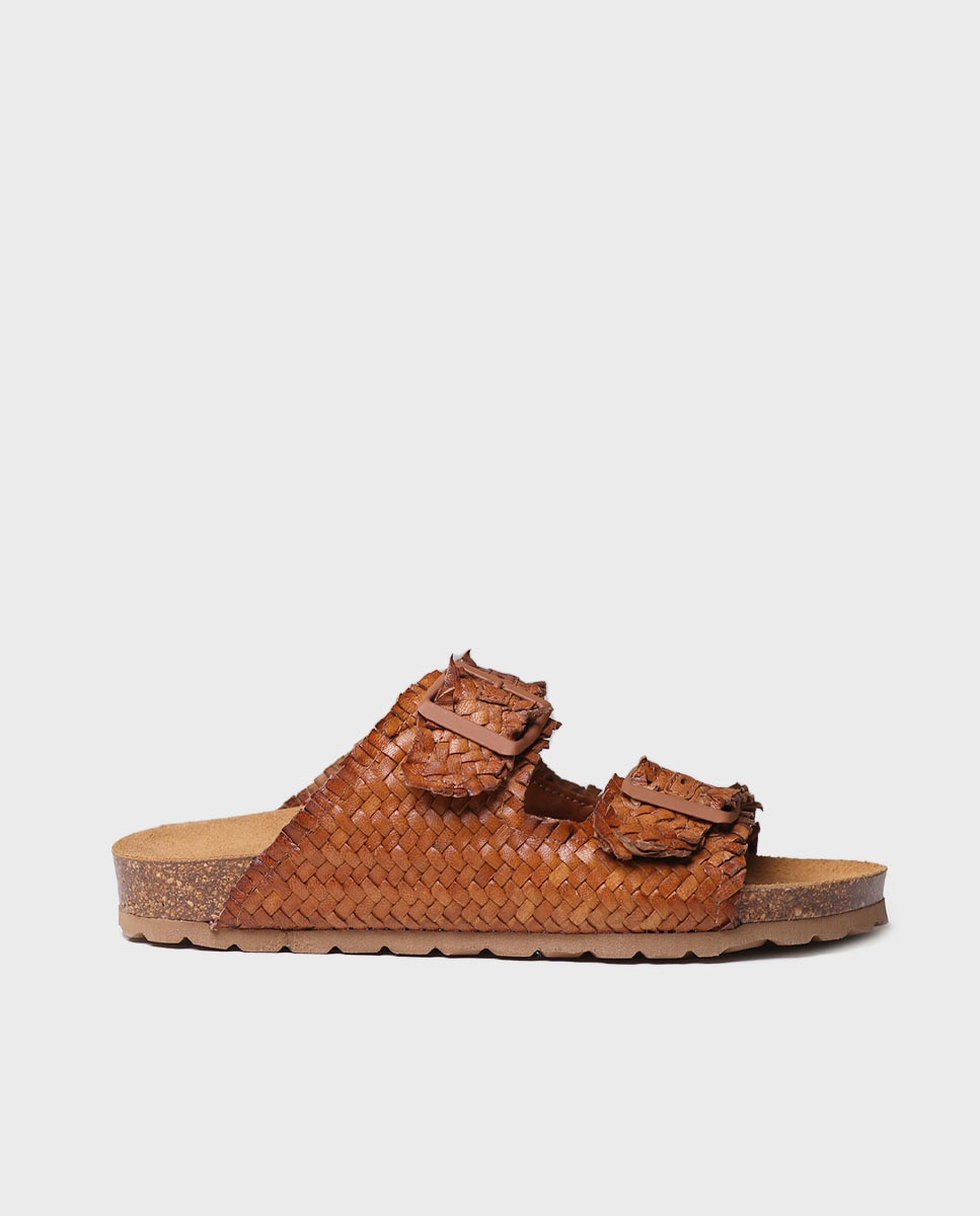 Sandalias planas de mujer de piel con hebillas - Toni Pons - Marrón Marrón-1
