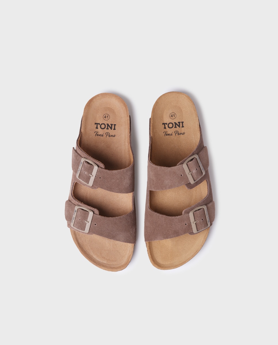 Imagen 3 de Sandalias de hombre de serraje con hebillas - Toni Pons - Marrón Marrón