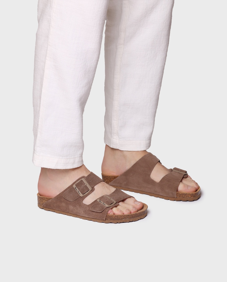 Imagen 2 de Sandalias de hombre de serraje con hebillas - Toni Pons - Marrón Marrón