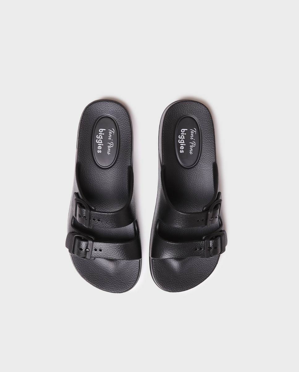 Chanclas de mujer de goma con hebillas - Toni Pons - Negro Negro-5