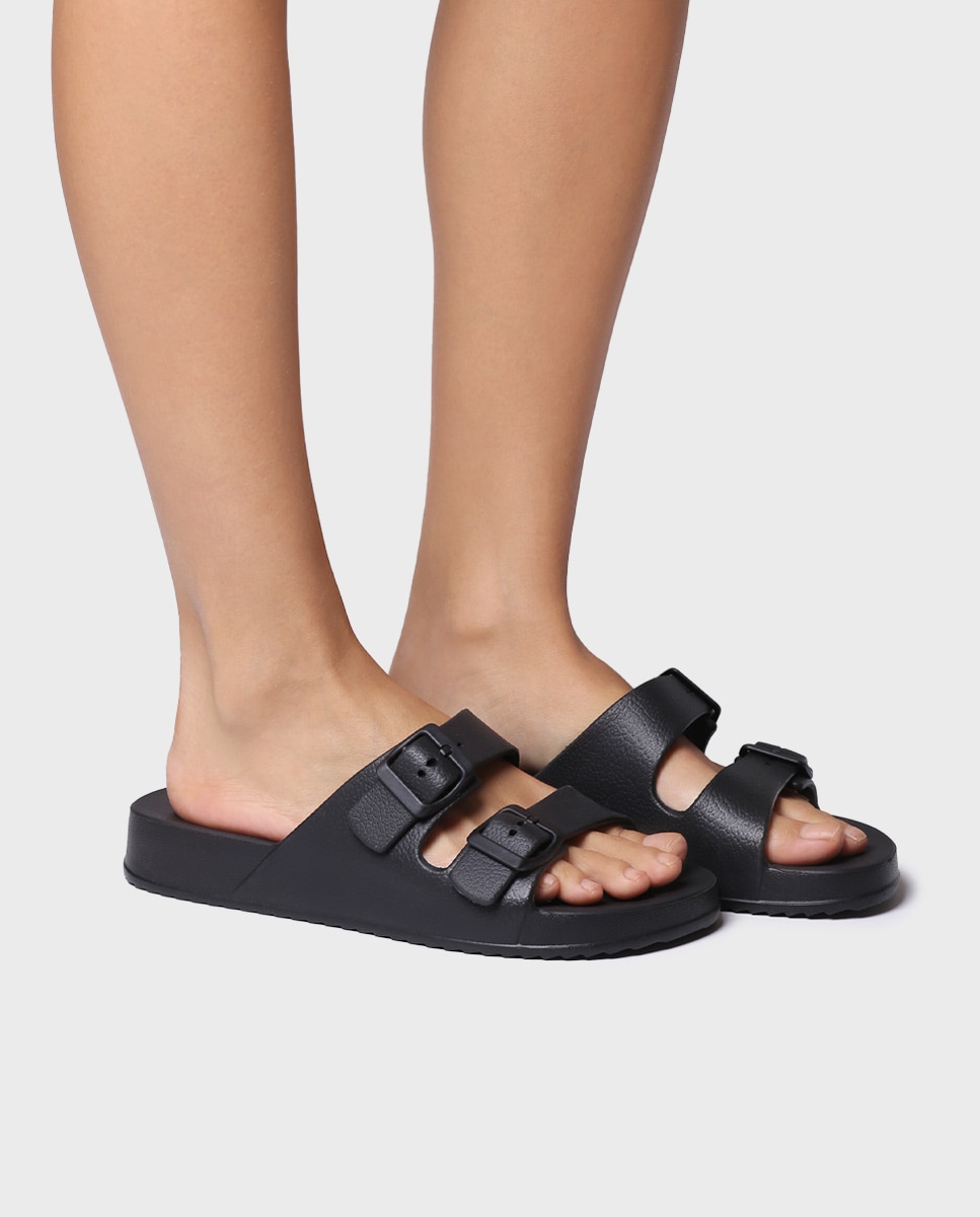 Chanclas de mujer de goma con hebillas - Toni Pons - Negro Negro-2