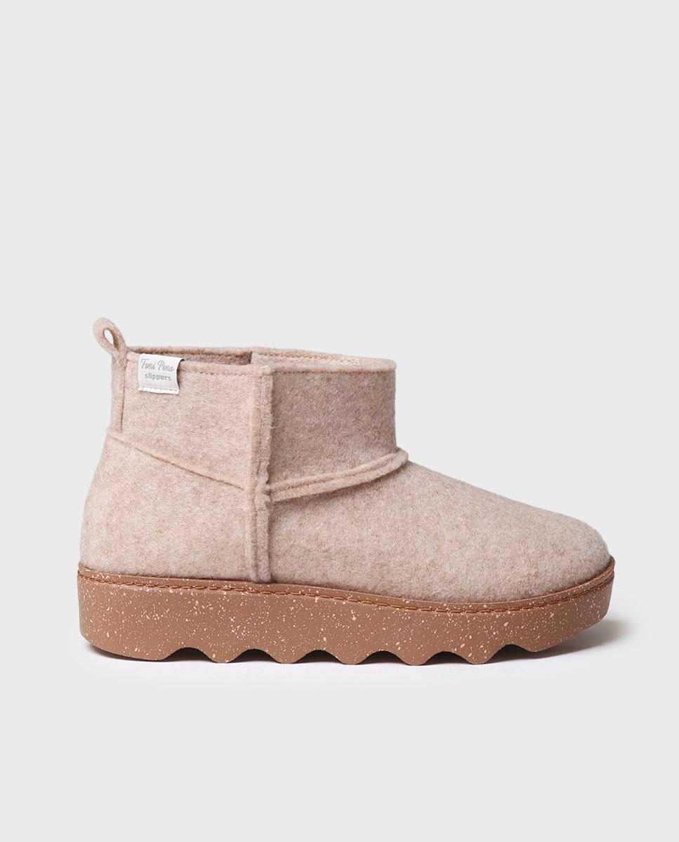 Zapatillas de casa cerradas de mujer de fieltro reciclado - Toni Pons - Beige Beige-1