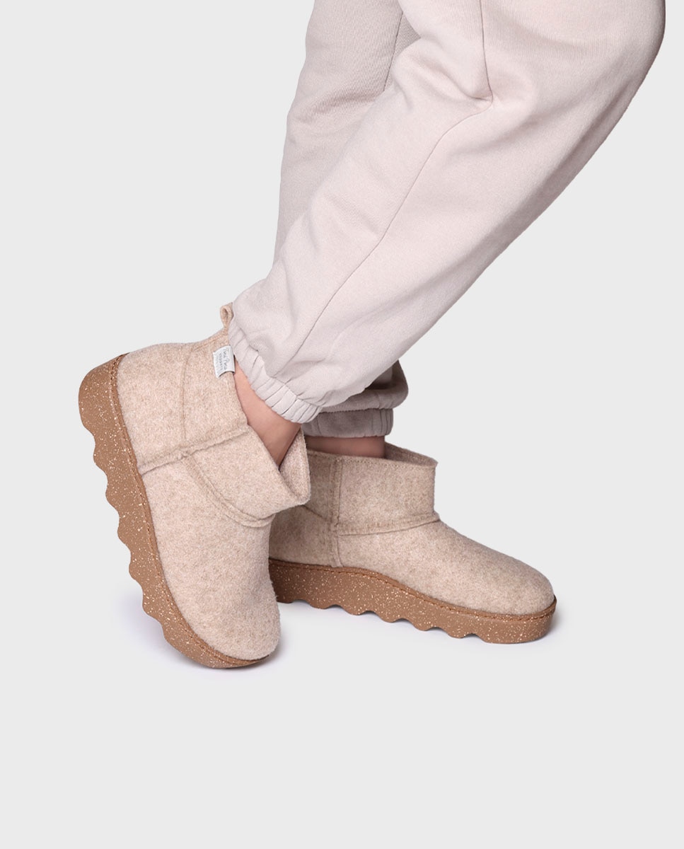 Zapatillas de casa cerradas de mujer de fieltro reciclado - Toni Pons - Beige Beige-2