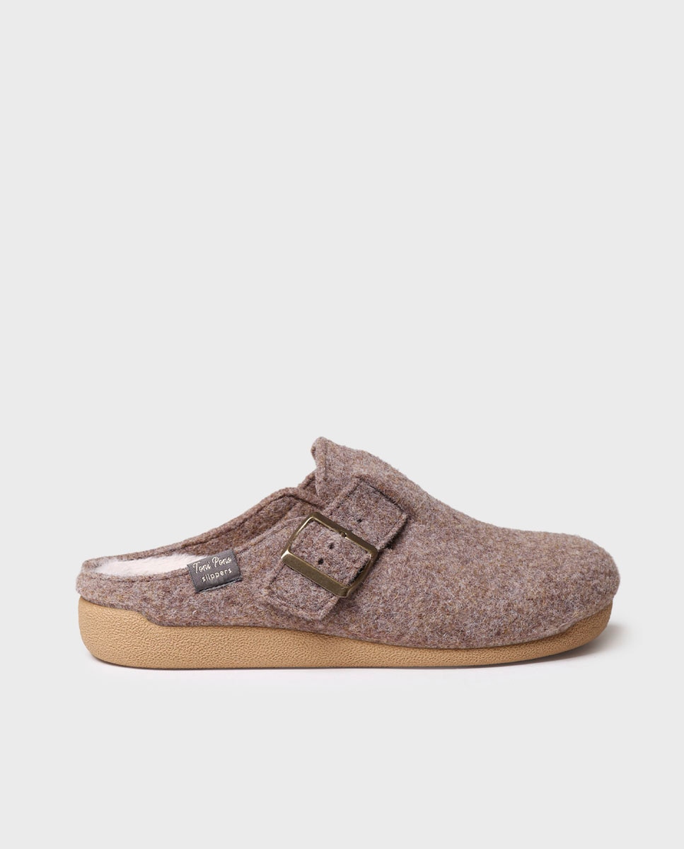 Imagen 0 de Zapatillas de casa cerradas de mujer de fieltro Topo