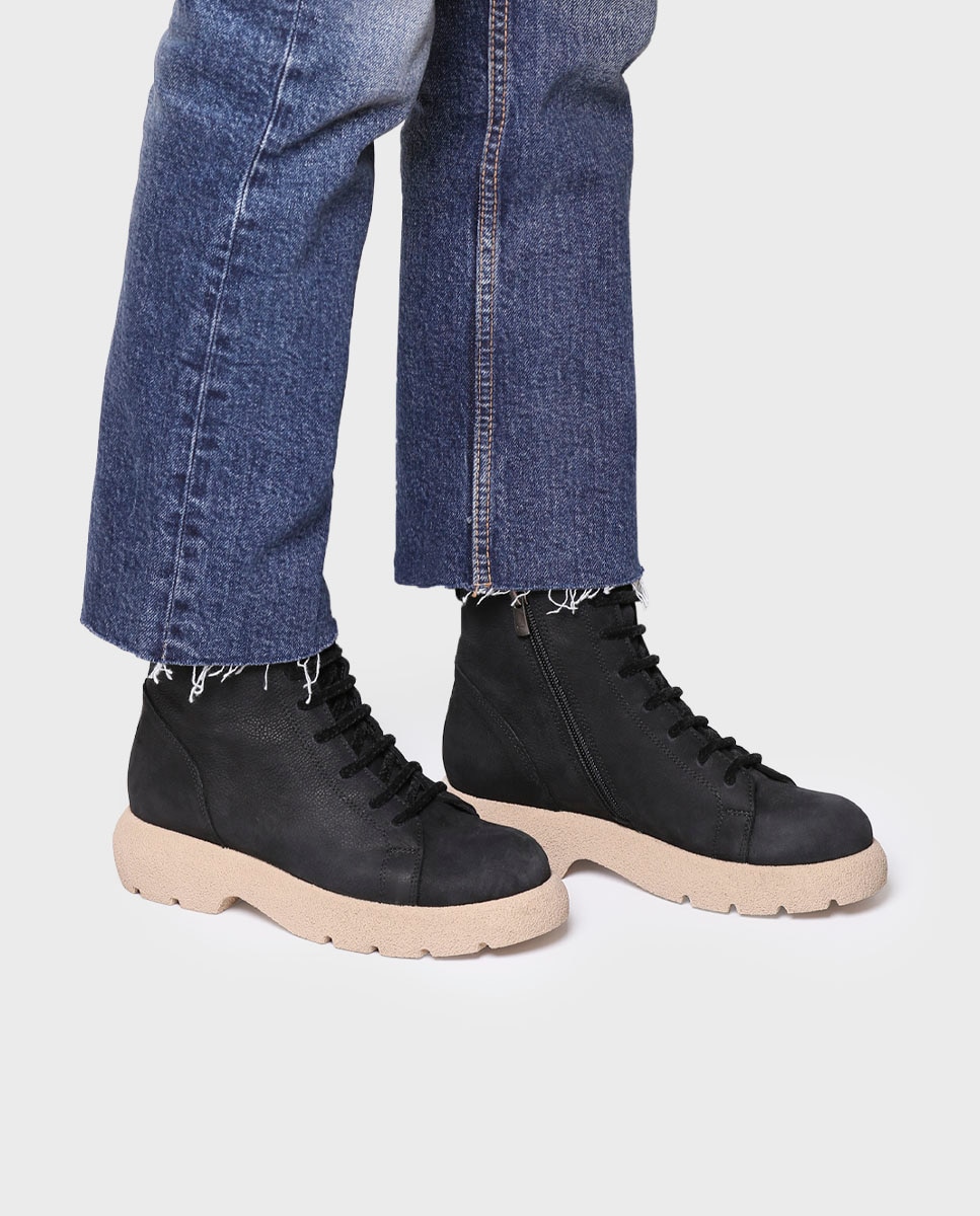 Botines de mujer de piel con cordones - Toni Pons - Negro Negro-4