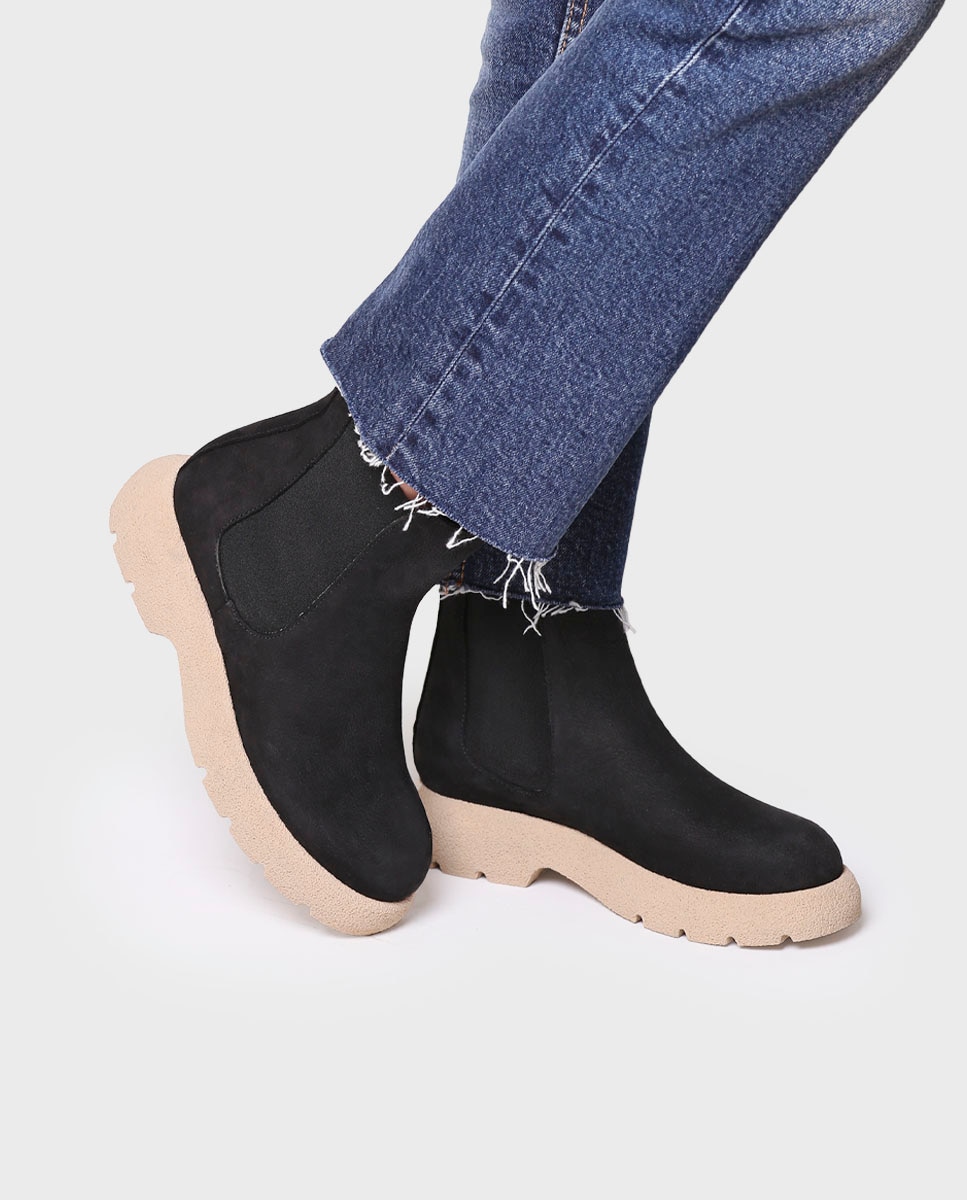 Botines de mujer de piel con elásticos - Toni Pons - Negro Negro-4