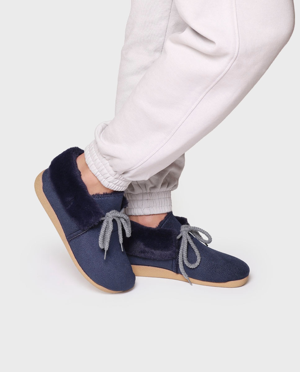 Zapatillas de casa cerradas de mujer tipo botín - Toni Pons - Azul marino Azul marino-4