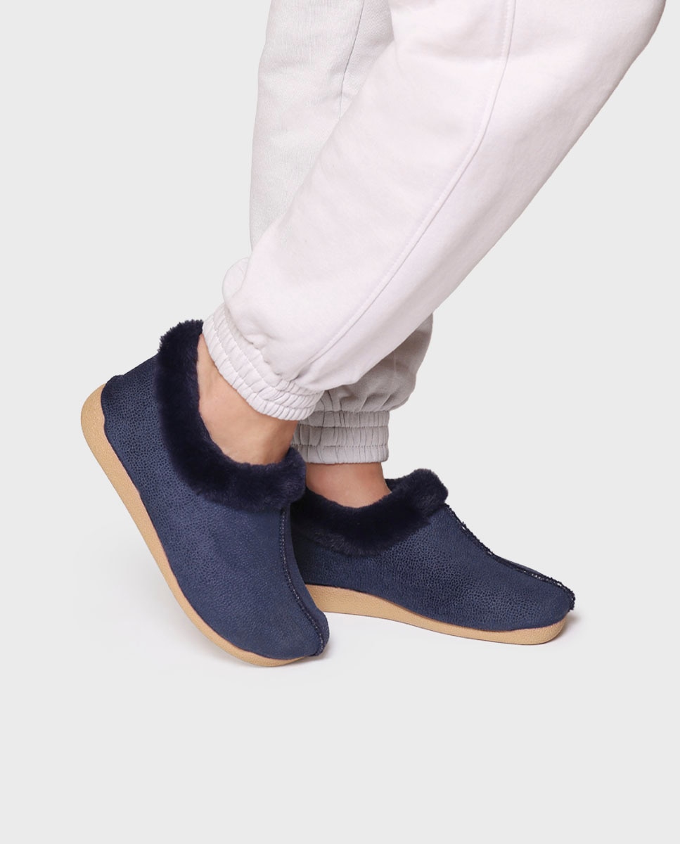 Zapatillas de casa cerradas de mujer tipo botín - Toni Pons - Azul marino Azul marino-4