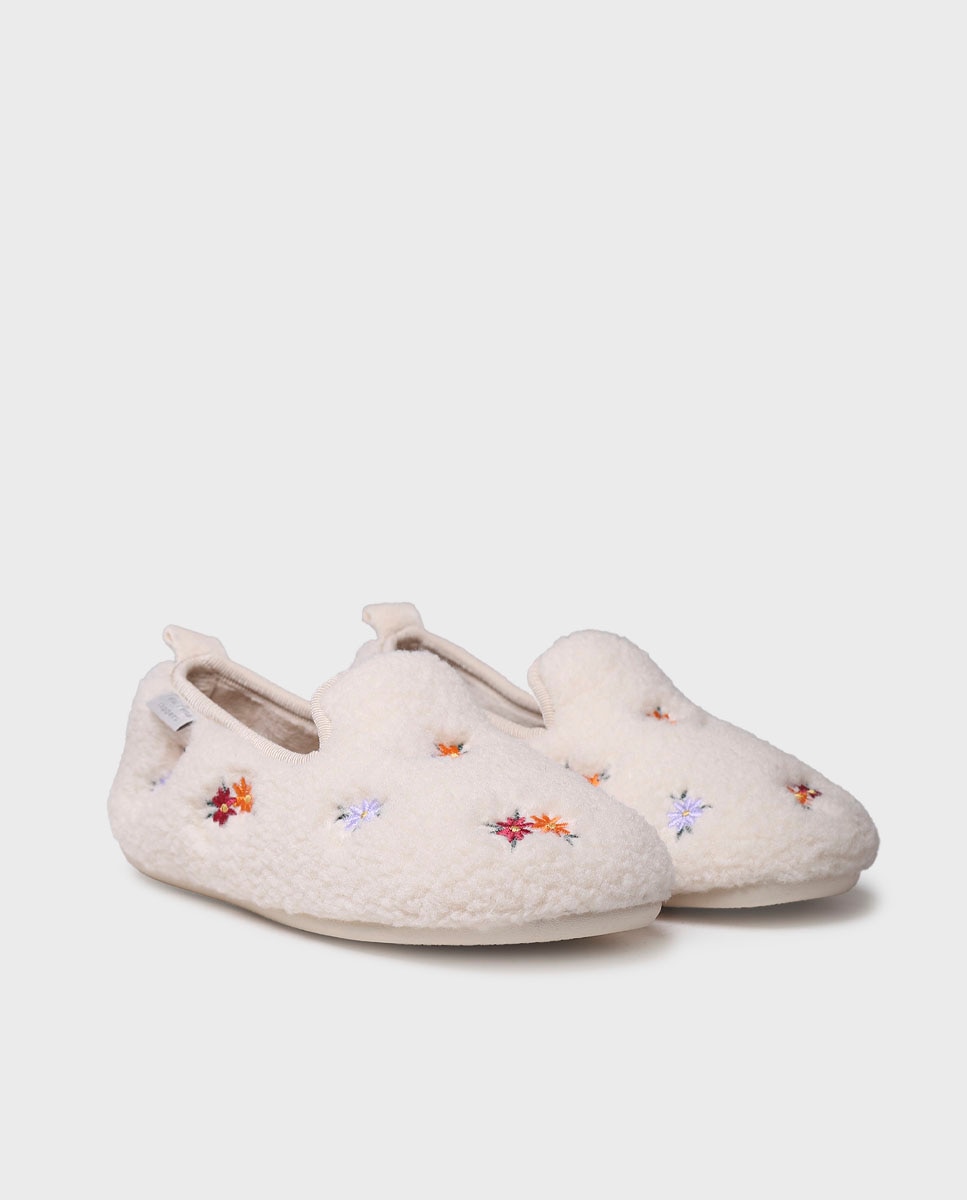 Imagen 2 de Zapatillas de casa cerradas de mujer con bordado - Toni Pons - Blanco Blanco