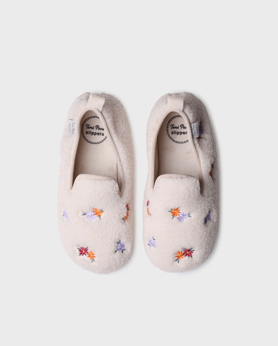 Imagen 3 de Zapatillas de casa cerradas de mujer con bordado - Toni Pons - Blanco Blanco