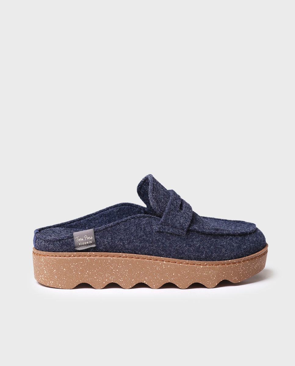Zapatillas de casa cerradas de mujer de fieltro reciclado - Toni Pons - Azul marino Azul marino-1