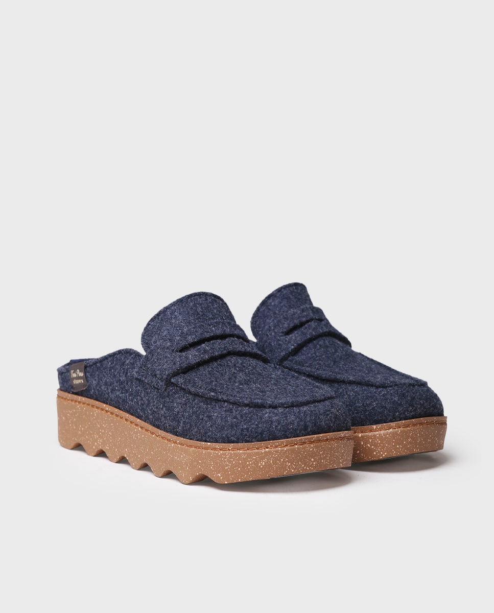 Zapatillas de casa cerradas de mujer de fieltro reciclado - Toni Pons - Azul marino Azul marino-2