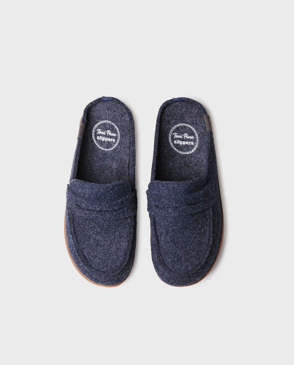 Zapatillas de casa cerradas de mujer de fieltro reciclado - Toni Pons - Azul marino Azul marino-3