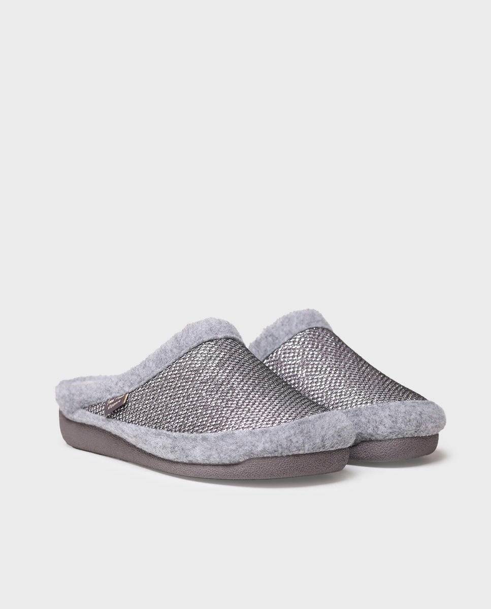 Zapatillas de casa cerradas de mujer de fieltro - Toni Pons - Plata Plata-2