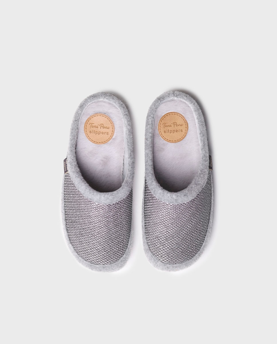 Zapatillas de casa cerradas de mujer de fieltro - Toni Pons - Plata Plata-3