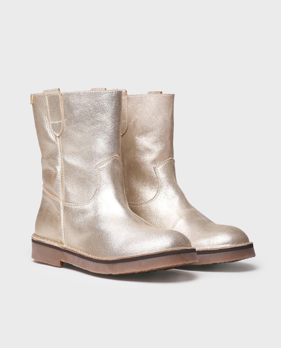 Botines de mujer de piel con acabado plateado - Toni Pons - Oro Oro-4