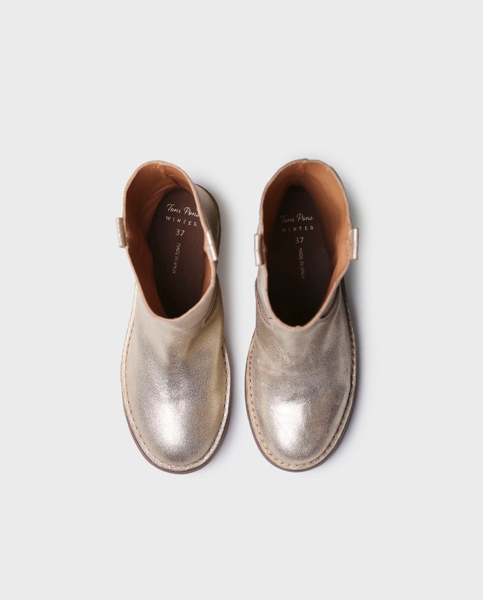 Botines de mujer de piel con acabado plateado - Toni Pons - Oro Oro-3