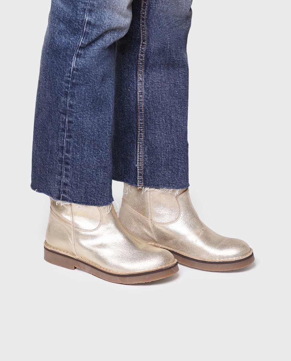 Botines de mujer de piel con acabado plateado - Toni Pons - Oro Oro-2