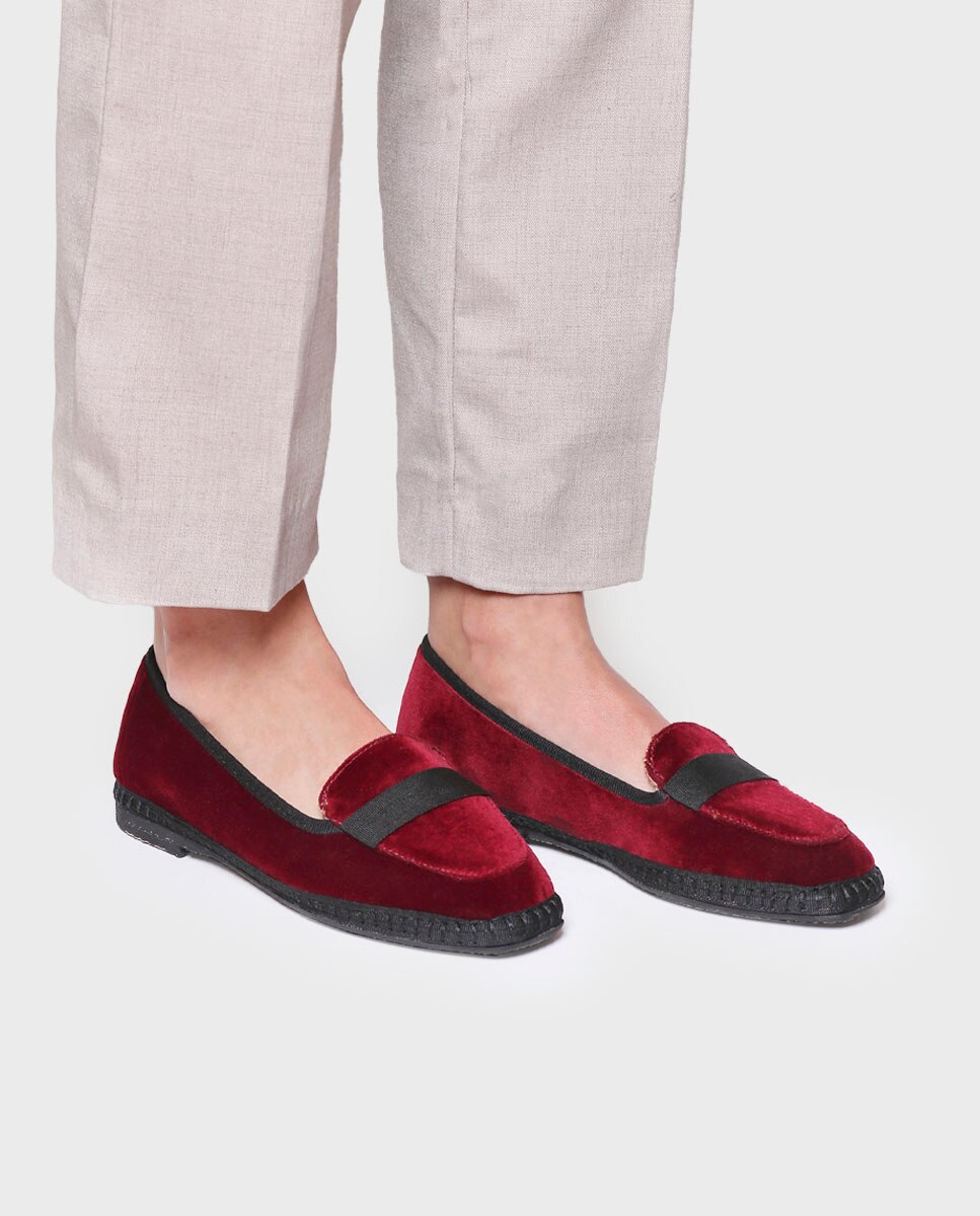 Mocasines de mujer planos de terciopelo - Toni Pons - Burdeos Burdeos-4