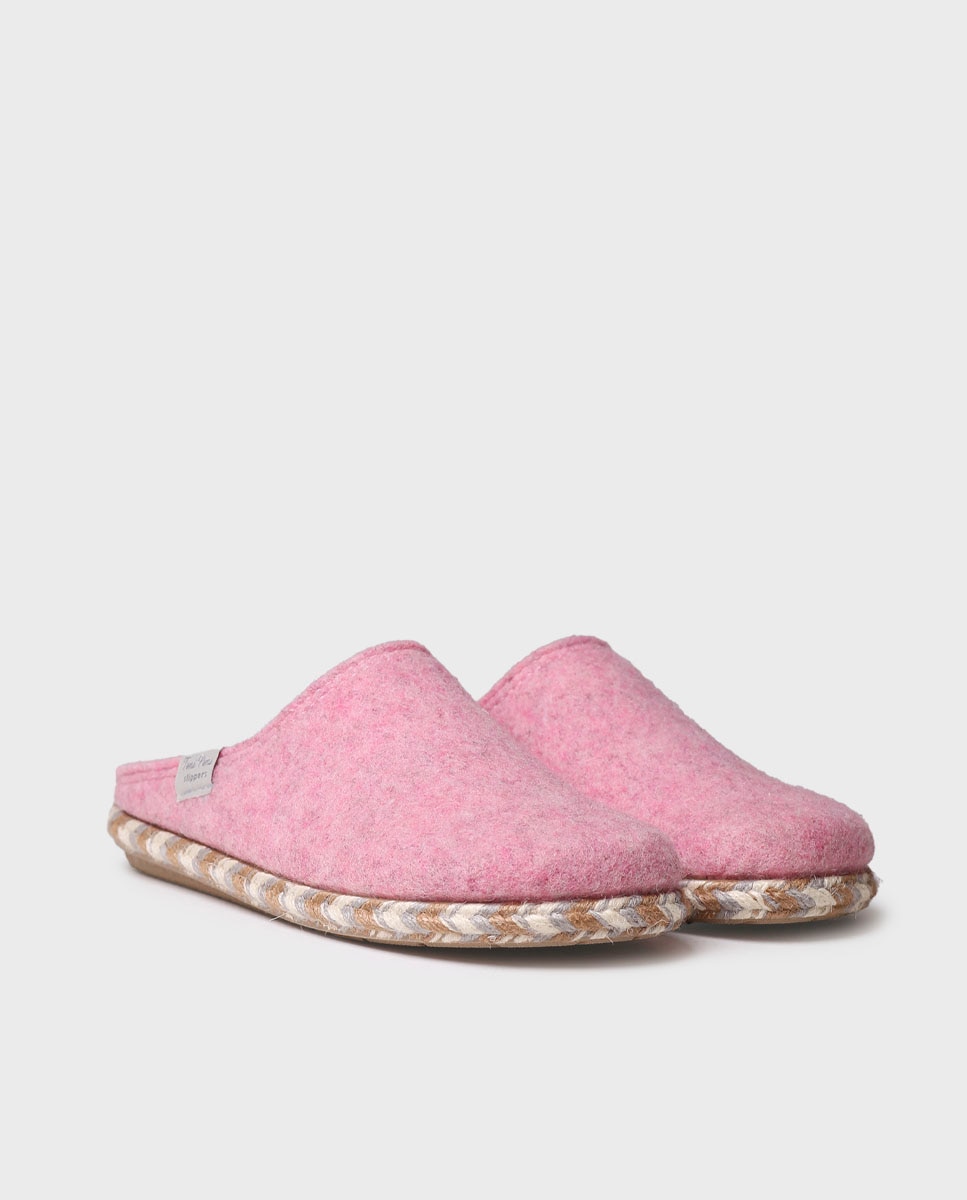 Zapatillas de casa abiertas de mujer de fieltro - Toni Pons - Rosa Rosa-2