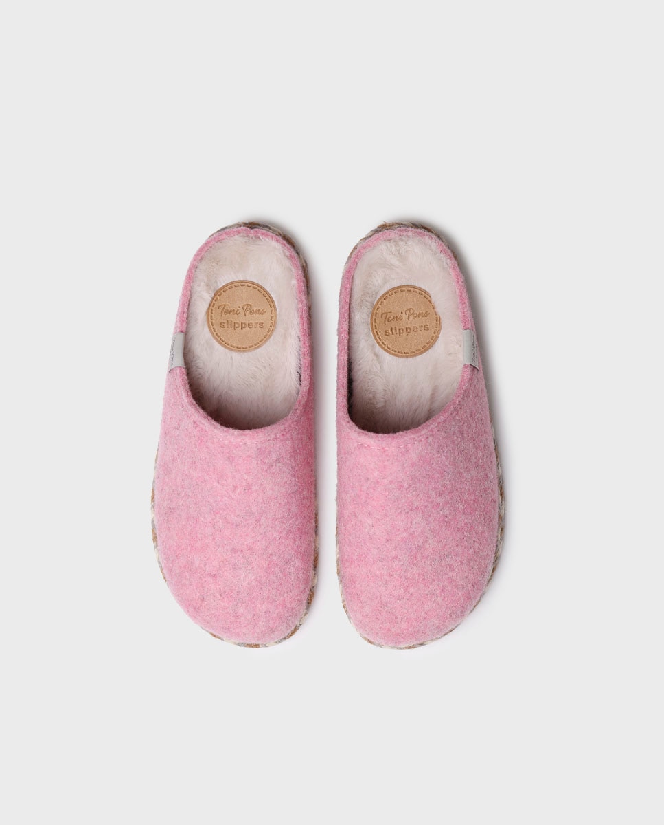 Zapatillas de casa abiertas de mujer de fieltro - Toni Pons - Rosa Rosa-3